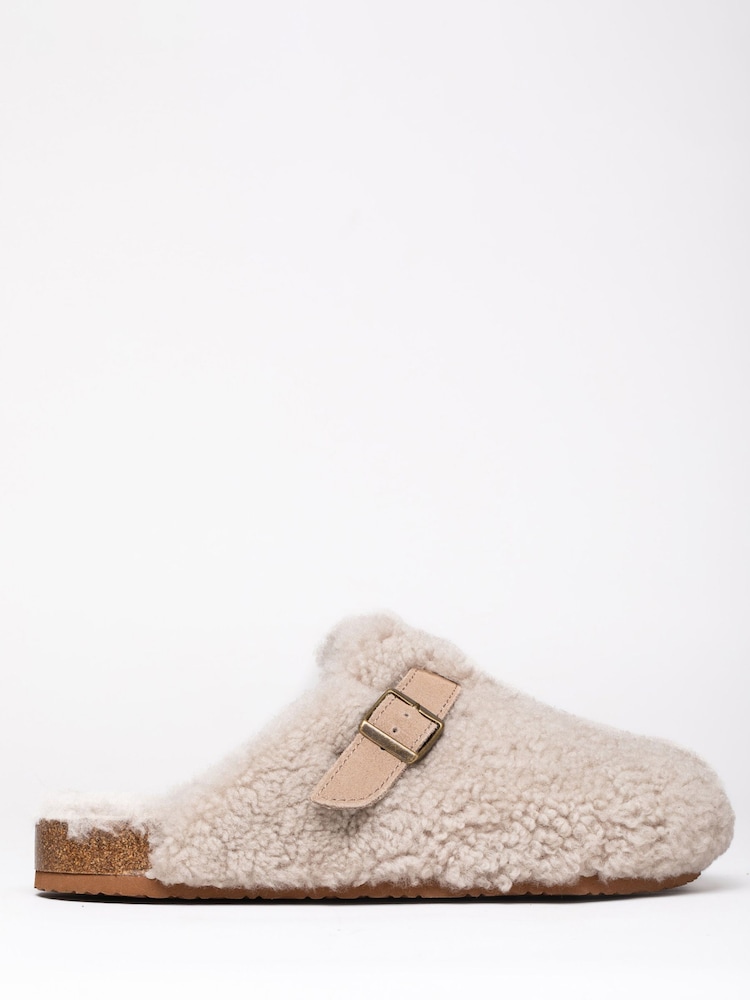 Lakeland Leather Grey Sheepskin Wool Buckle Clog Slippers - Image 2 of 6 Lakeland Leather Grey Sheepskin Wool Buckle Clog Slippers - Image 2 of 6