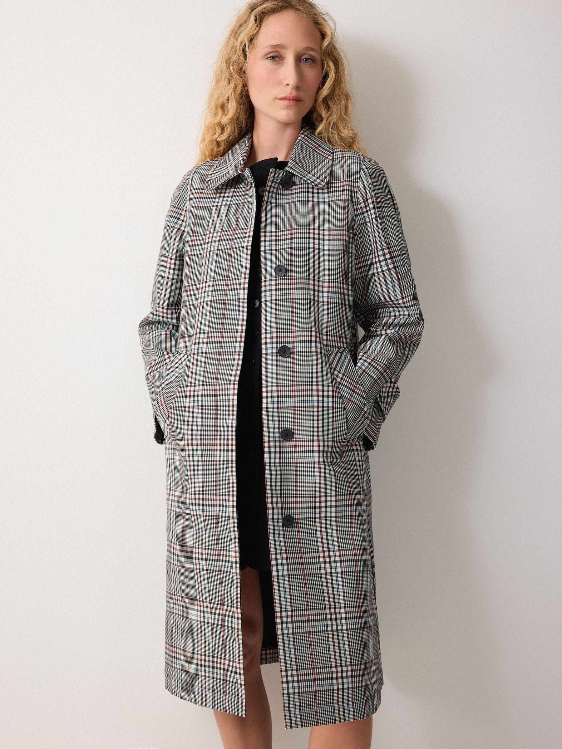 Buy Jigsaw Grey Bonded Cotton Check Coat from the Next UK online shop