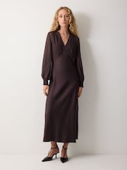 Jigsaw Purple Long Sleeve Bias Dress - Image 3 of 5