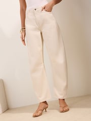 Friends Like These Ecru Denim Barrel Jeans - Image 2 of 4