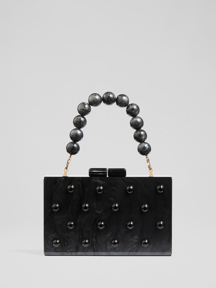 LK Bennett Black Malia Box Clutch Bag - Image 1 of 3