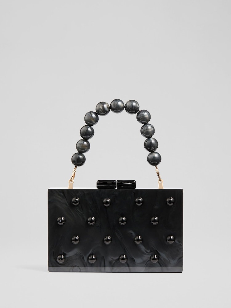 LK Bennett Black Malia Box Clutch Bag - Image 2 of 3