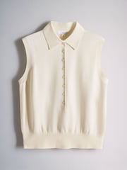 The Set 2 Pack Knitted Sleeveless Polo Vests Navy Blue/Cream - Image 3 of 5