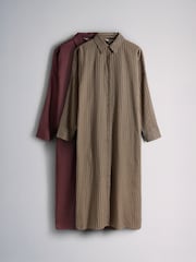 The Set 2 Pack Maxi Cotton Beach Shirt Dresses Burgundy Red/Mink Brown - Image 1 of 5