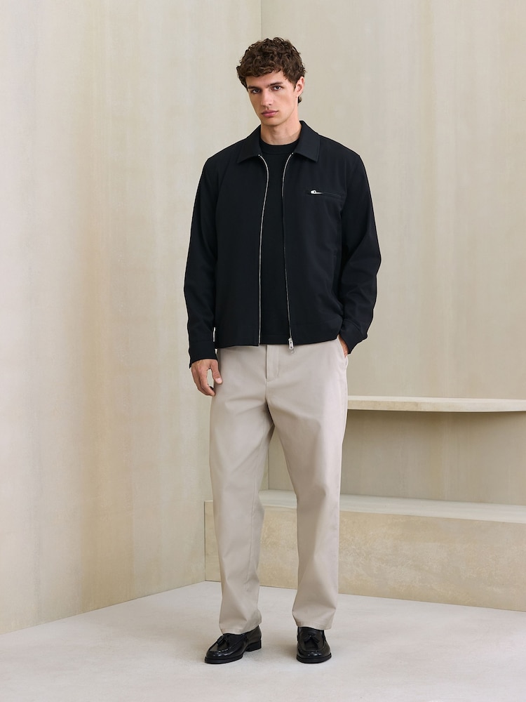 Black Regular Fit Motionflex Smart Twill Zip Shacket - Image 2 of 8