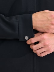 Black Regular Fit Motionflex Smart Twill Zip Shacket - Image 6 of 8