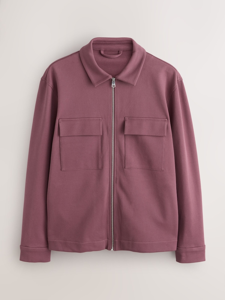 Mauve Pink N. Premium Jersey Zip Through Shacket - Image 1 of 5