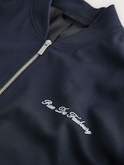 Navy Blue Embroidered Smart Bomber Jacket - Image 10 of 10