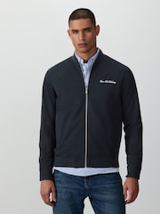 Navy Blue Embroidered Smart Bomber Jacket - Image 5 of 10