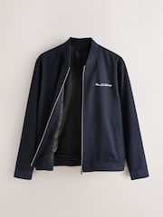 Navy Blue Embroidered Smart Bomber Jacket - Image 7 of 10