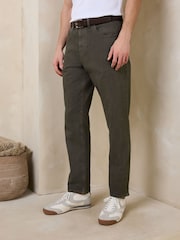 Khaki Green Slim Fit Belted Jeans - Image 1 of 5