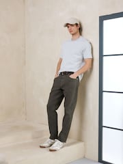 Khaki Green Slim Fit Belted Jeans - Image 2 of 5