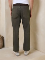 Khaki Green Slim Fit Belted Jeans - Image 3 of 5