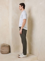 Khaki Green Slim Fit Belted Jeans - Image 4 of 5