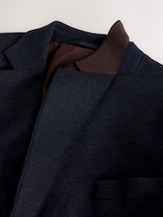 Navy Blue Slim Fit Textured Jersey Blazer - Image 11 of 14