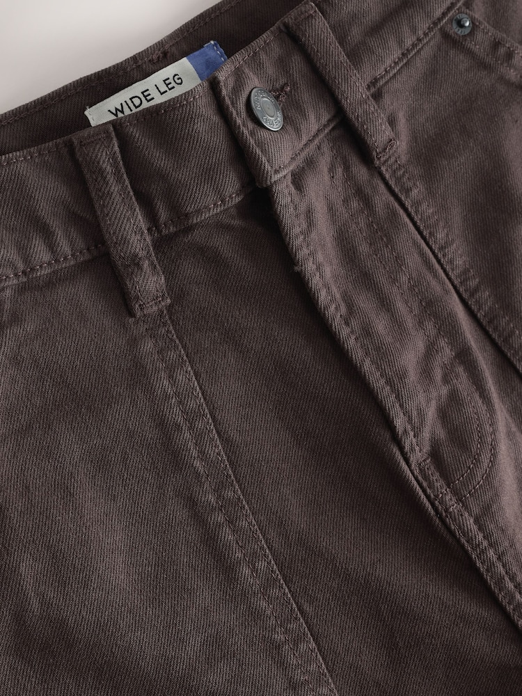 Chocolate Brown Utility Wide Leg Jeans - Image 8 of 8