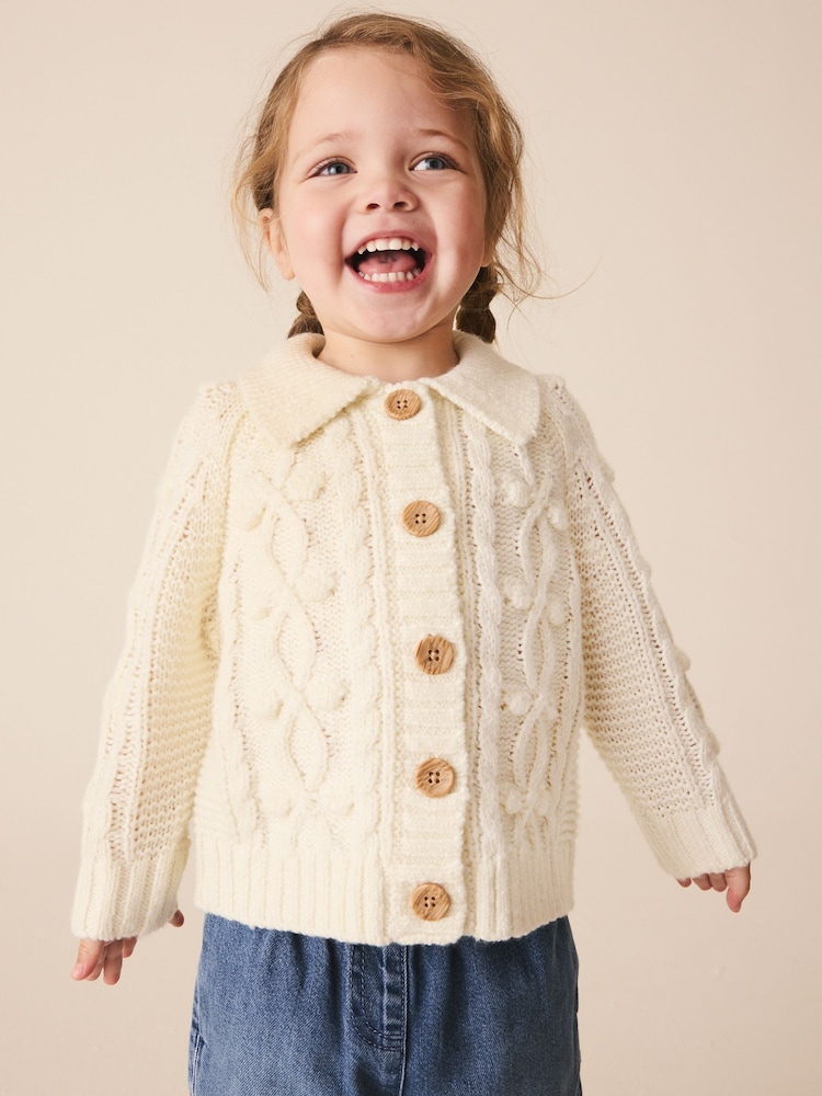 Ecru Chunky Bobble Cardigan (3mths-10yrs) - Image 1 of 4