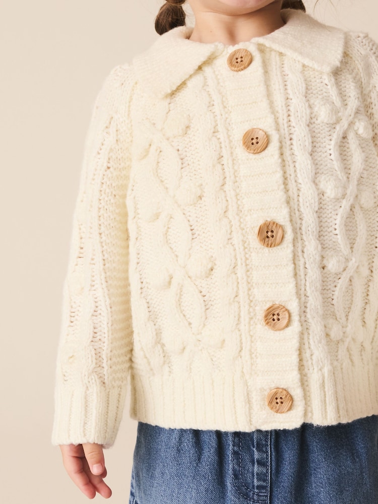 Ecru Chunky Bobble Cardigan (3mths-10yrs) - Image 2 of 4