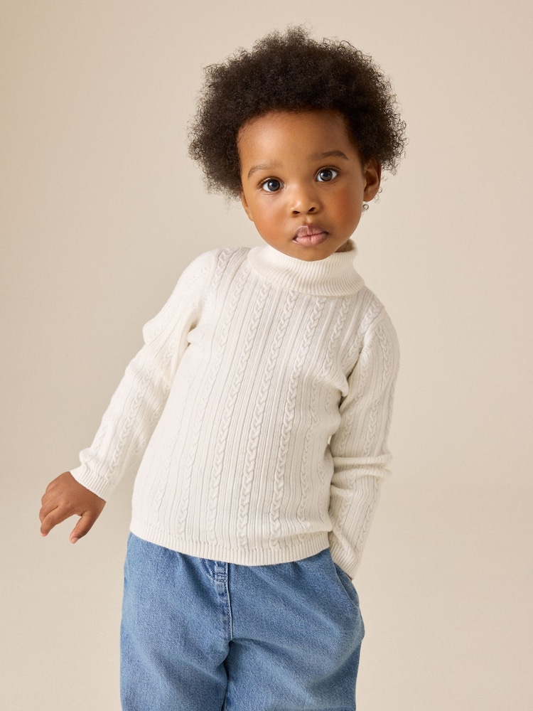 White Roll Neck Jumper (3mths-10yrs) - Image 2 of 8 White Roll Neck Jumper (3mths-10yrs) - Image 2 of 8