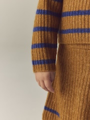 Brown and Blue Stripe Rib Skirt Set (3mths-7yrs) - Image 3 of 8