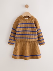 Brown and Blue Stripe Rib Skirt Set (3mths-7yrs) - Image 4 of 8