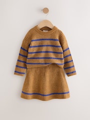 Brown and Blue Stripe Rib Skirt Set (3mths-7yrs) - Image 5 of 8