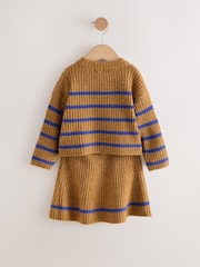 Brown and Blue Stripe Rib Skirt Set (3mths-7yrs) - Image 6 of 8