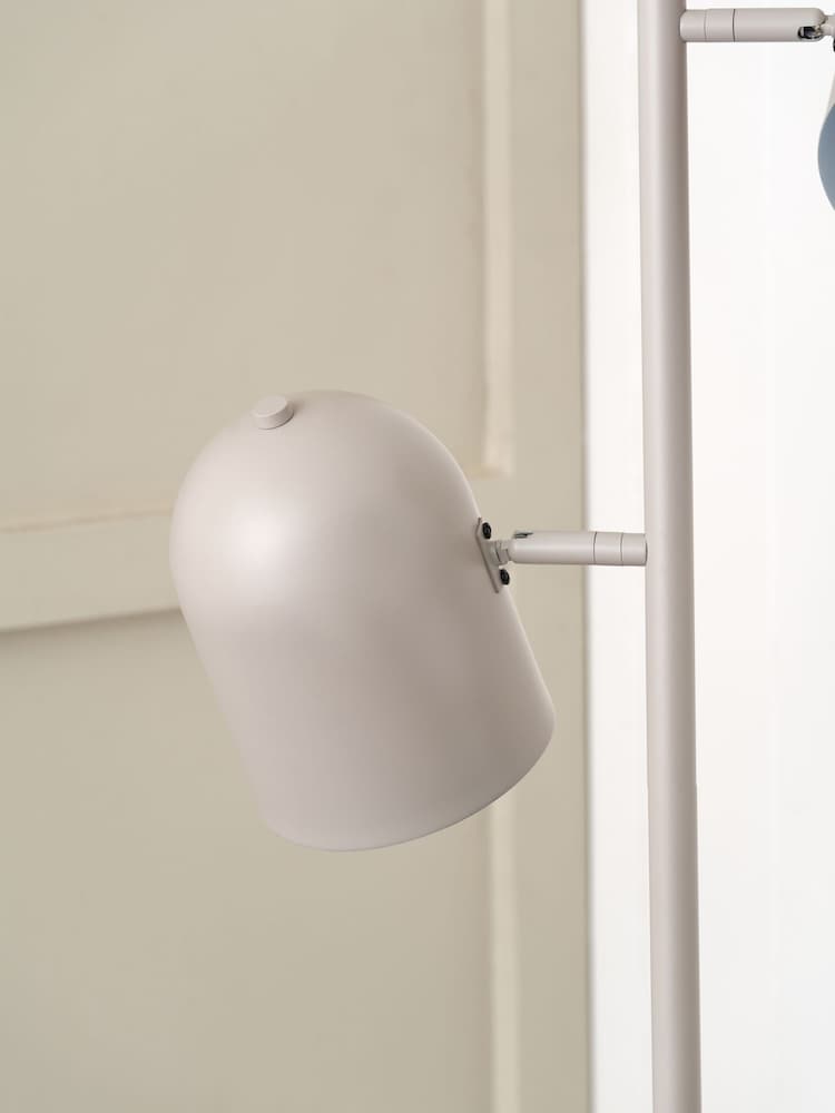 Pacific Grey Finn Metal Cloche Two Head Floor Lamp - Image 1 of 6 Pacific Grey Finn Metal Cloche Two Head Floor Lamp - Image 1 of 6