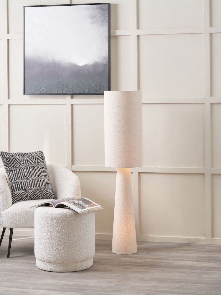 Pacific White Mirissa Slubby Handloom Fabric Floor Lamp - Image 1 of 5