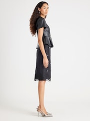 River Island Black Faux Leather Button Detail Peplum Top - Image 3 of 4