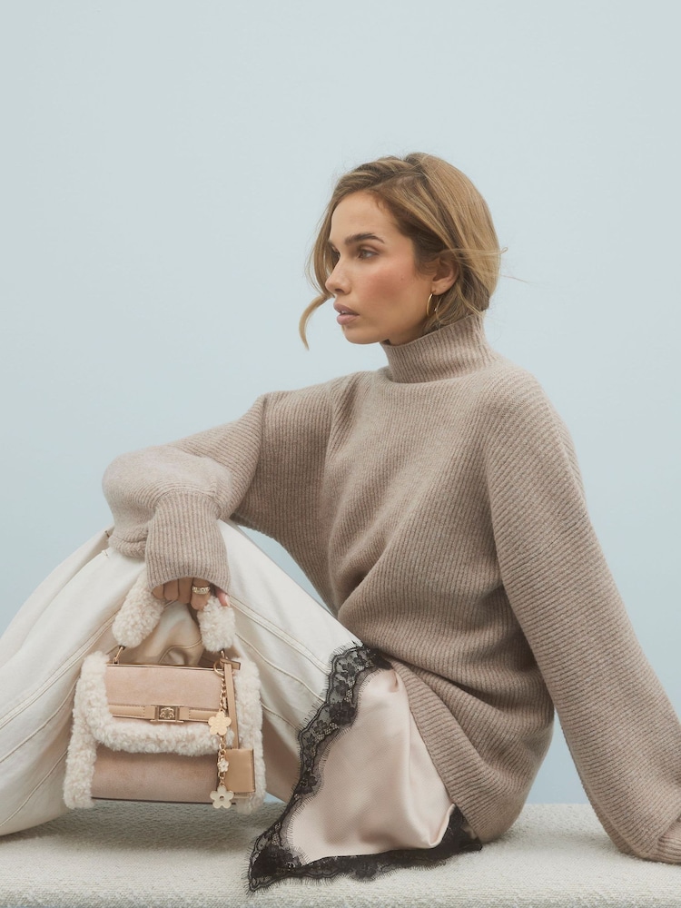 River Island Brown Funnel Neck Jumper - Image 2 of 4 River Island Brown Funnel Neck Jumper - Image 2 of 4