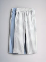 The Set 2 Pack Pull On Wide Leg Stripe Trousers Pale Blue/Cream Stripe - Image 2 of 9