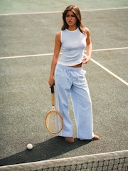 The Set 2 Pack Pull On Wide Leg Stripe Trousers Pale Blue/Cream Stripe - Image 4 of 9