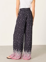 FatFace Zelda Black Paisley Palazzo Trousers - Image 2 of 7