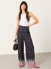 FatFace Zelda Black Paisley Palazzo Trousers - Image 3 of 7