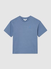 Reiss Airforce Blue Rainer 9-13 yrs Monogram Embroidered Relaxed-Fit T-Shirt - Image 2 of 3