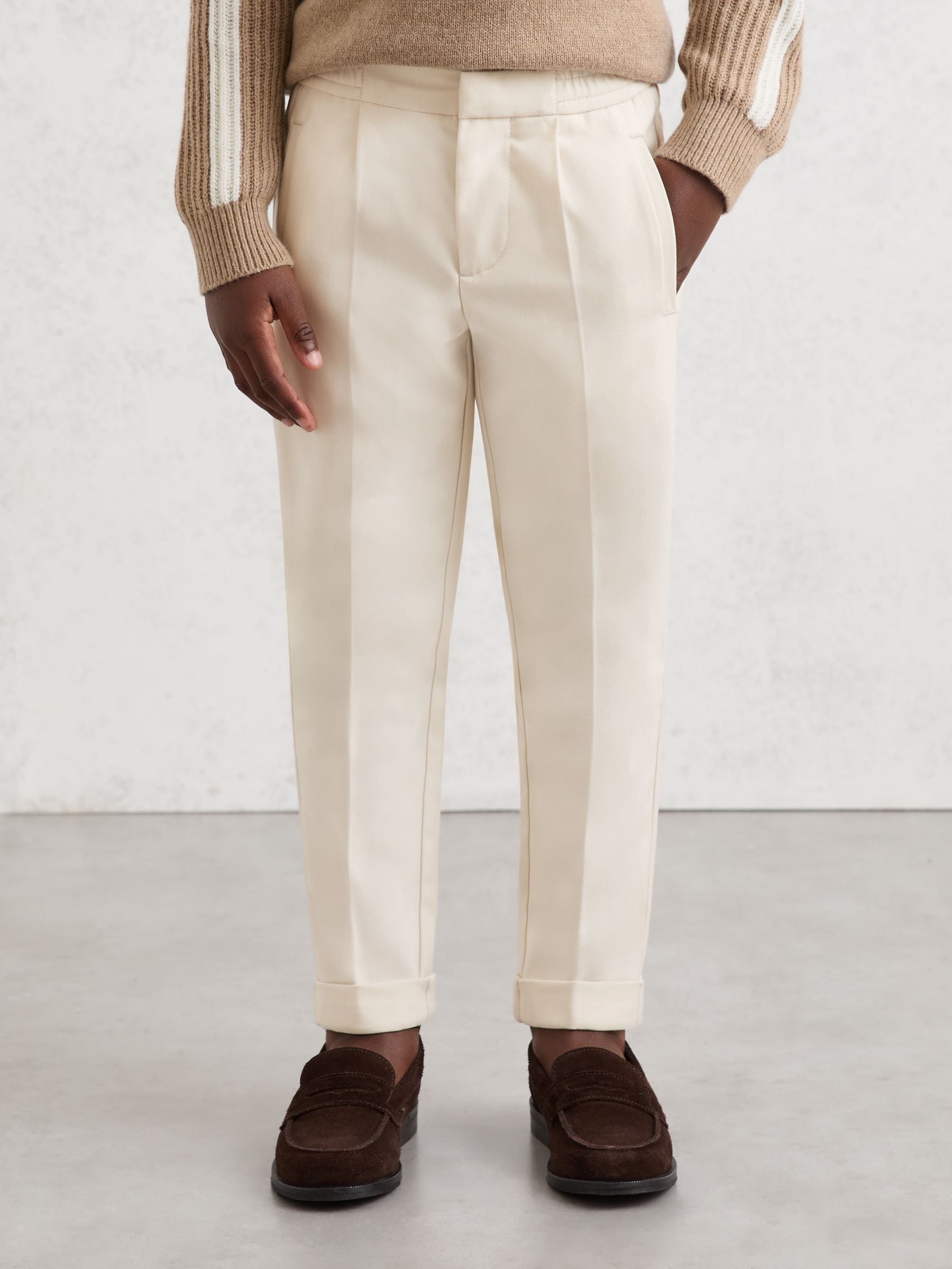 Next：日本 Off White - Reiss Brighton スリムフィットプリーツパンツ