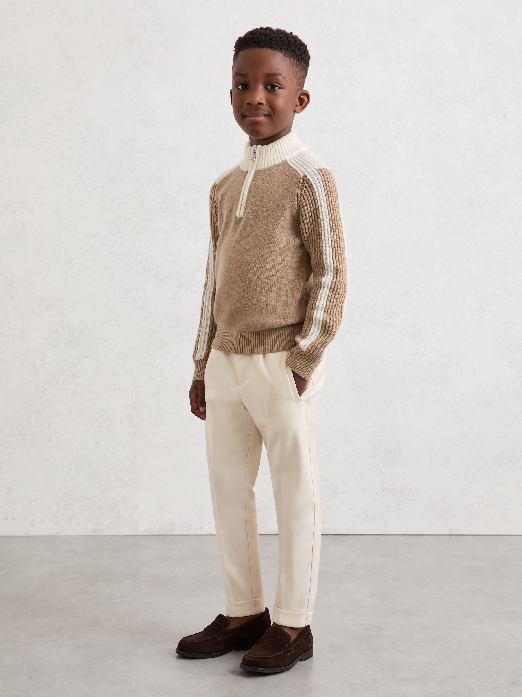Next：日本 Off White - Reiss Brighton スリムフィットプリーツパンツ