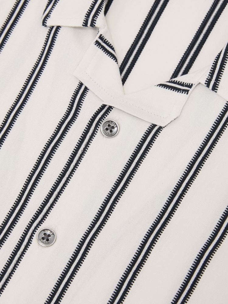 Reiss Emory Stripe Knitted Cuban-Collar Shirt - Bilde 3 av 3