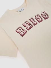 Reiss Off White/Brick Leonard Cotton Logo-Print Oversize T-Shirt - Image 1 of 4