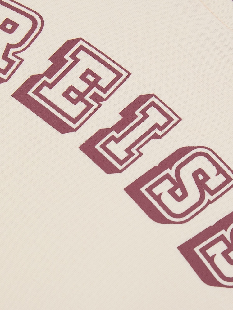 Reiss Off White/Brick Leonard Cotton Logo-Print Oversize T-Shirt - Image 4 of 4