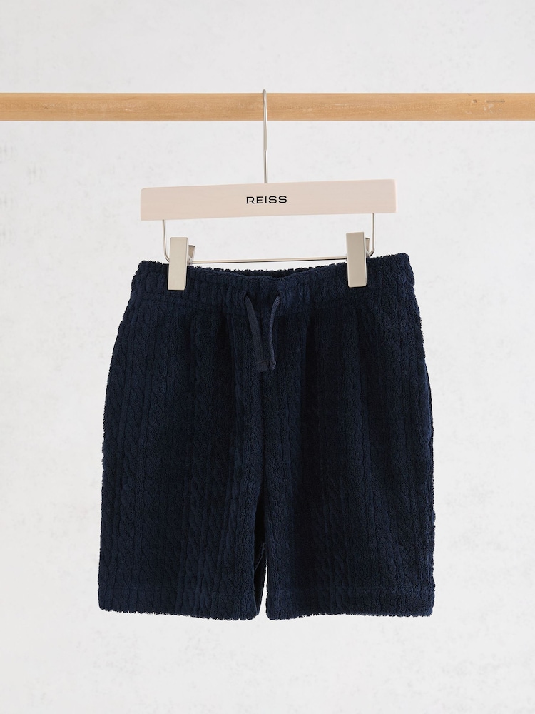 Marine - Reiss Tide Shorts aus Frottee mit Kordelzug - Bild 1 von 3