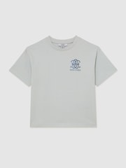 Reiss Pale Blue Barrett 13-14 yrs Monogram Citrus-Print Relaxed T-Shirt - Image 3 of 3