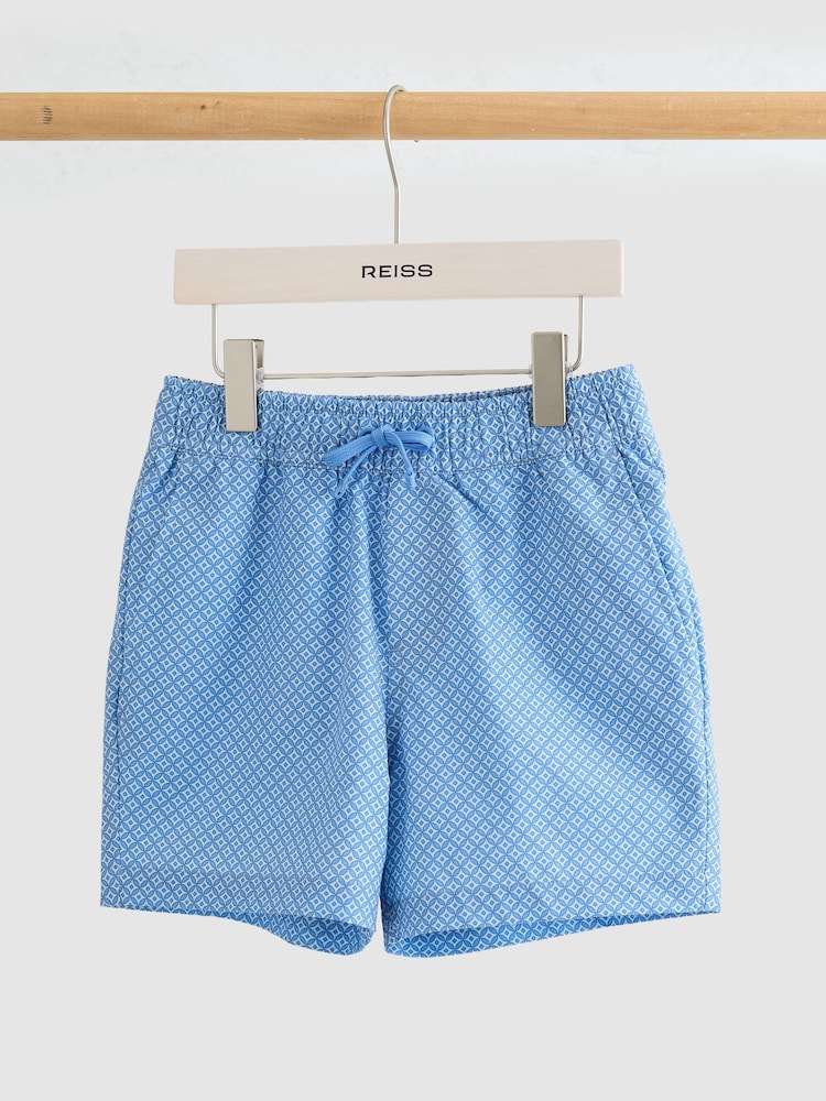 Reiss Blue Cliff 3-9 yrs Printed Drawstring Swim Shorts - Image 2 of 3