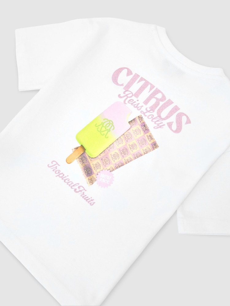 Reiss Optic White Baden 3-9 yrs Cotton Ice Lolly-Print T-Shirt - Image 3 of 3