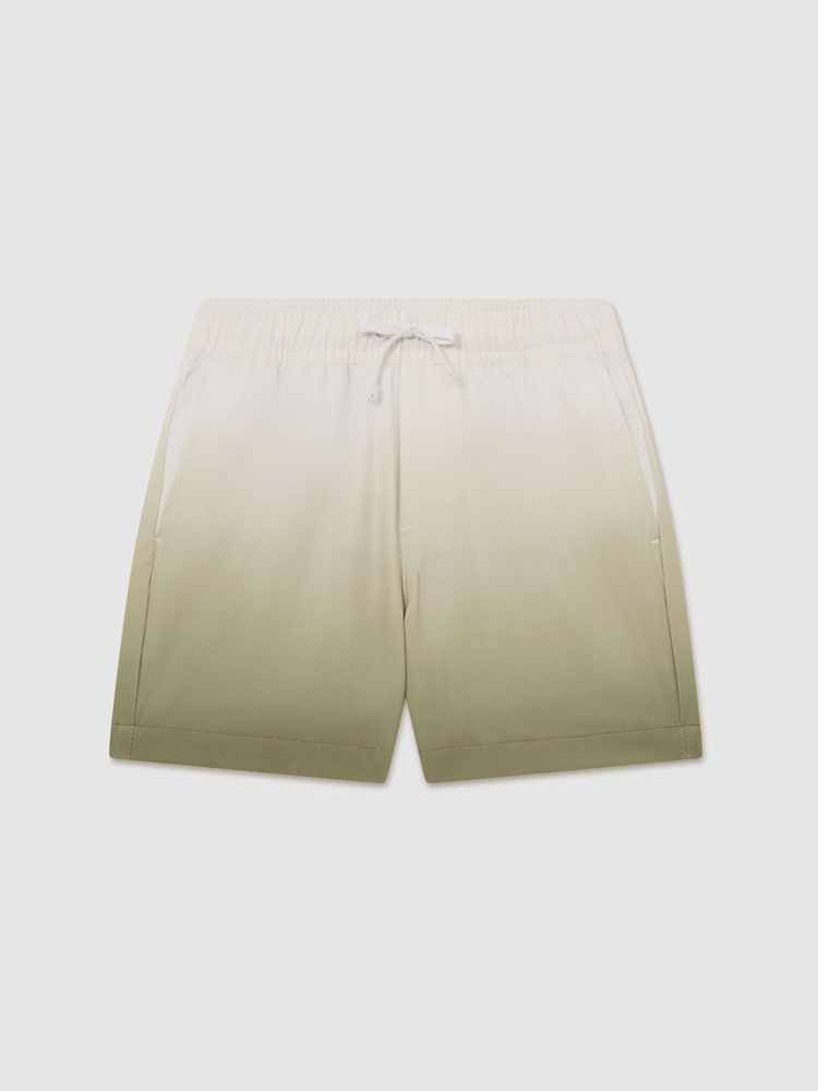 Reiss Green/White Cliff Printed Drawstring Swim Shorts - Image 3 of 3