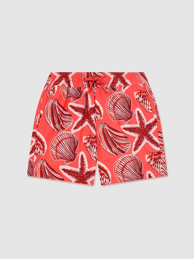 Reiss Coral Cliff 9-13 yrs Printed Drawstring Swim Shorts - Image 2 of 3