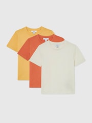Reiss Yellow/Orange/Off White Bless 3 Pack 9-13 yrs 3 Pack Cotton Crew-Neck T-Shirts - Image 2 of 3