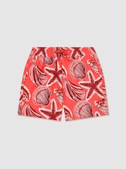 Reiss Coral Cliff 3-9 yrs Printed Drawstring Swim Shorts - Image 1 of 3