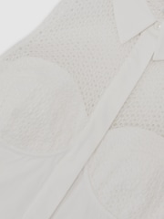 Reiss Ivory Hera Cotton Broderie-Detail Midi Dress with Stretch - Image 7 of 7